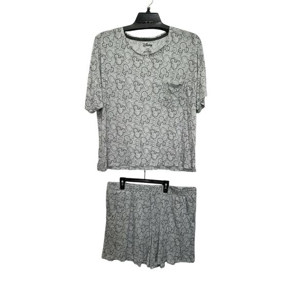 Disney Women's 2 Piece Short Pajama Set Medium Gray Mickey Mouse - Picture 5 of 5